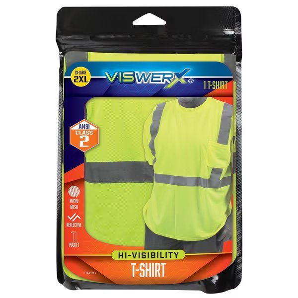 Hi-Vis SS T-Shirt w-Pocket - ANSI CL2 2XL, Viswerx, Mfr#: 127-22005